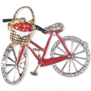 HOLIDAY LANE Two-Tone Crystal Apple Basket Bicycle Pin